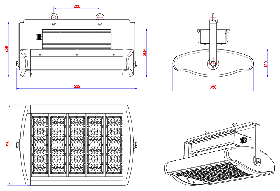 đèn LED high bay 185w 200w 215w dimming